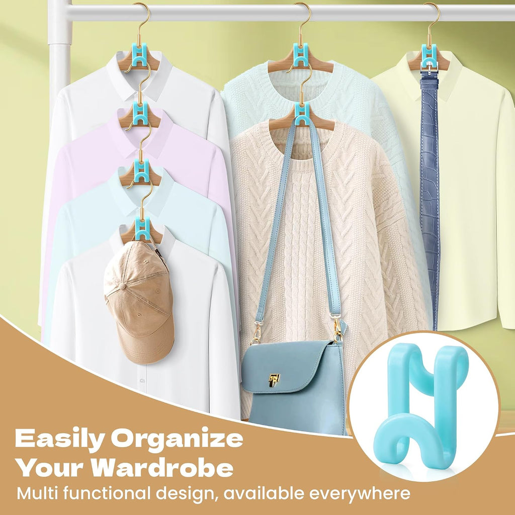 Mlici 60 Pack Space Saving Hanger Connector Hooks for Closet, Sky Blue