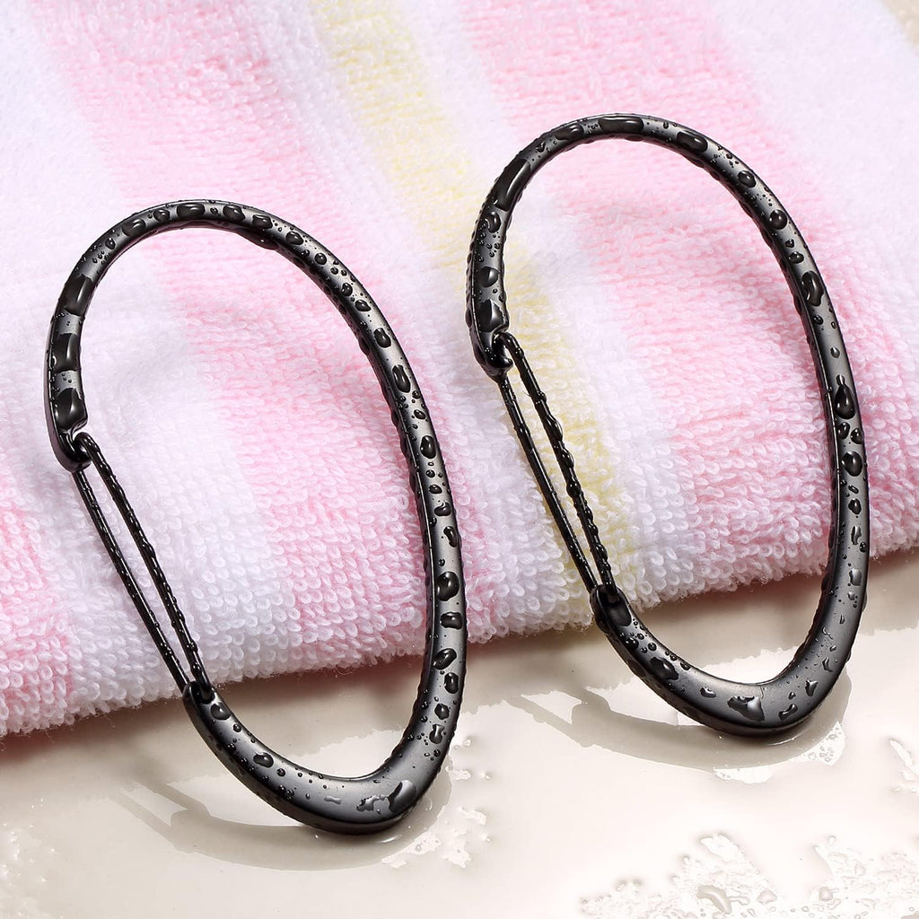 Black Shower Curtain Rings, Rustproof Shower Curtain Hooks for Bathroom, ZESLMG Decorative Shower Hooks Rings for Shower Curtain Rod Hangers, Set of 12 D-Shaped Design