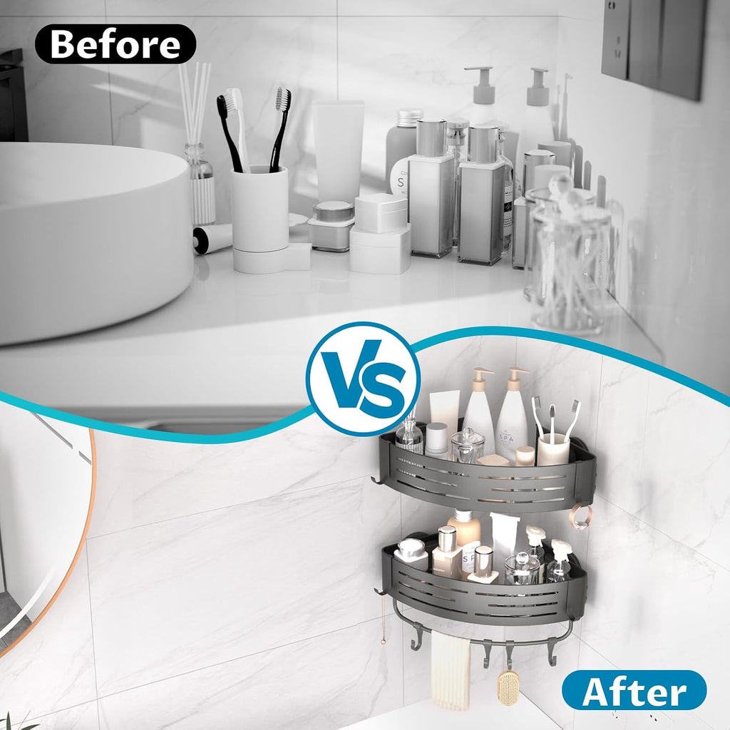 Onemake Corner Shower Caddy with Suction Cups, 1-Pack Shelf for Bathroom