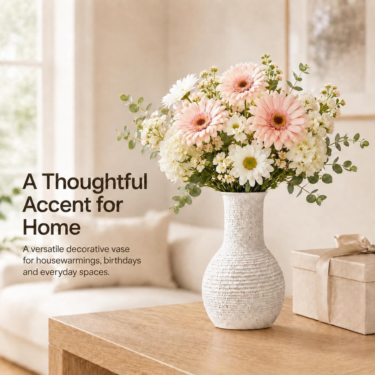 Nawaza Ceramic Flower Vase White Small Farmhouse Table Decor Vase V15