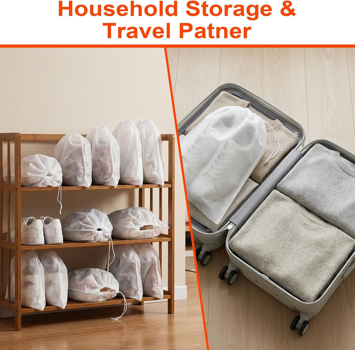 Bedroom Organization Kit - Hanging Storage Organizer - Non Woven Shoe Bags