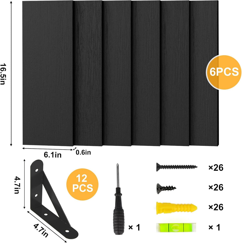 YGEOMER 16.5 Inch Floating Shelves for Wall Home Decor, Black, Set of 6