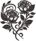 YATEASLU Metal Rose Heart Wall Decor, Black, 12.6x11 Inch