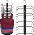 ZEDODIER Tank Top Hanger，2 Pack Wooden Bra Organizer for Closet, 12 Storage Capacity, Top 360° Rotation, Hanging Space Saving Hook for Tank Tops, Sport Bras, Camisoles, Lingeries, Black