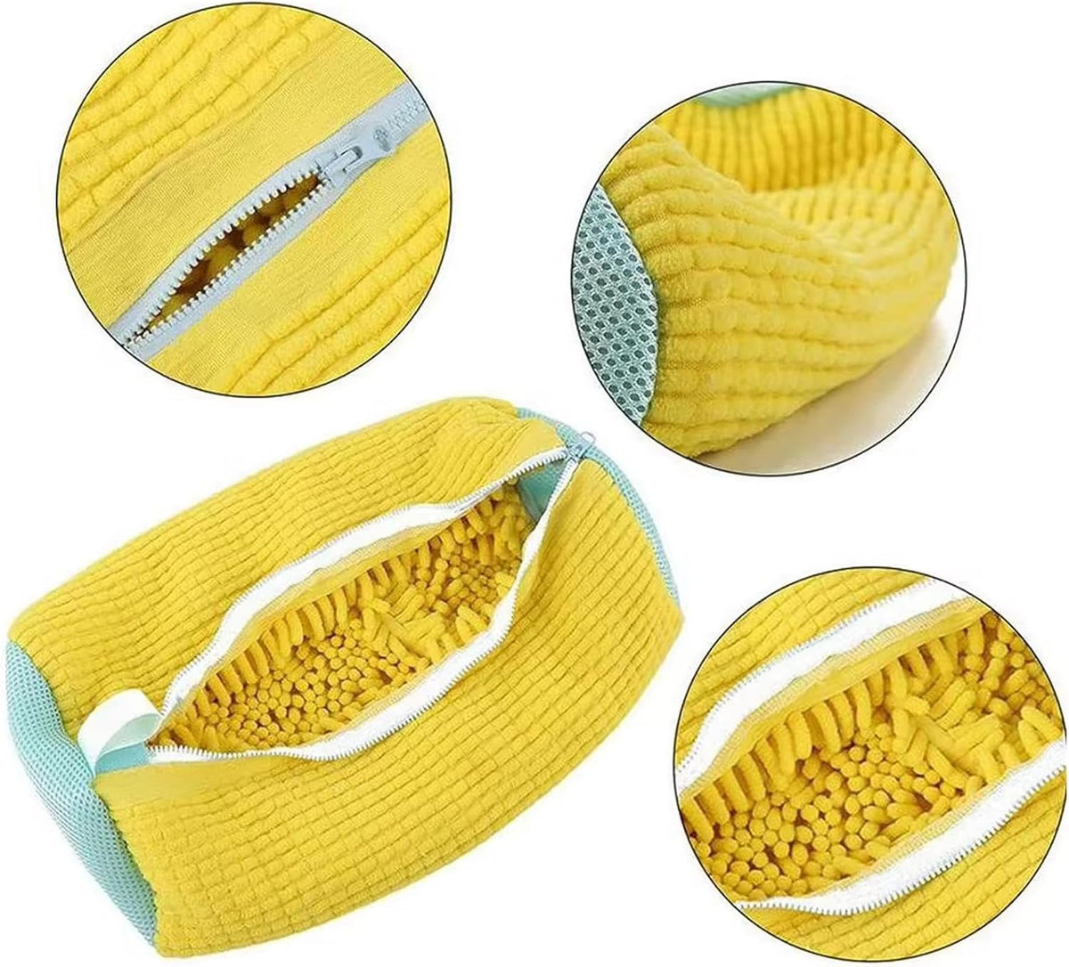 2PCS Shoe Washing Machine Bag, Reusable Shoe Cleaning Laundry Bag for Sneakers, Fits All Types & Sizes (Yellow)