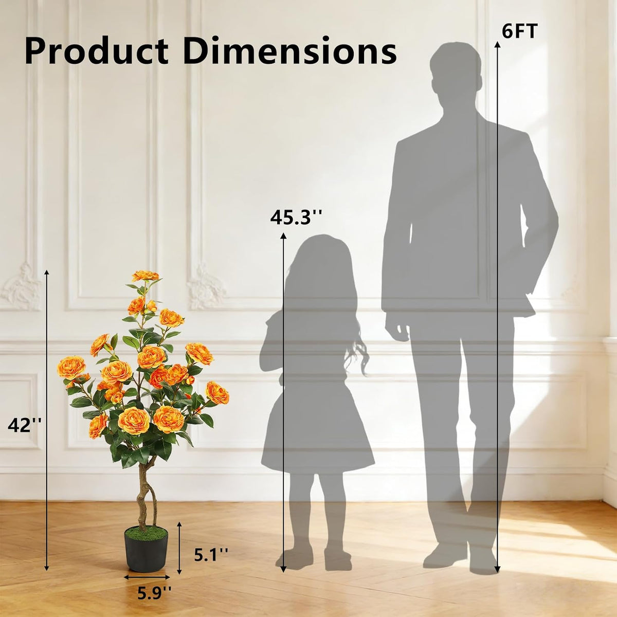 Artificial Camellia Tree 2 Pack, 42'' with 24 Blooming Flowers in Pot