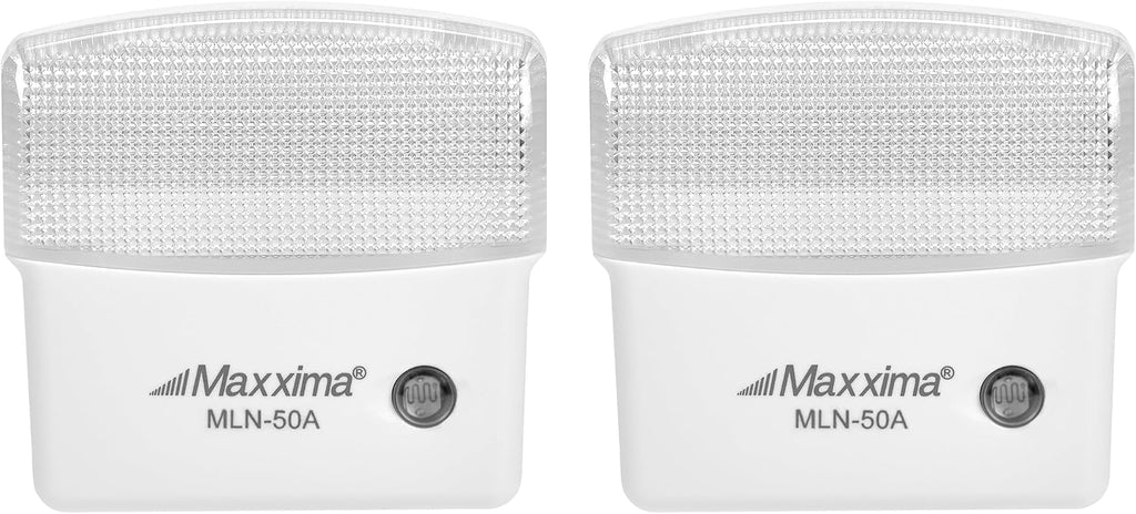 Maxxima LED Night Light with Dusk to Dawn Sensor - Featuring 25 Lumens, Plug In, Ideal for Bedrooms, Bathrooms, Basements, Hallways, and Senior Living, Amber Light - 2 Pack