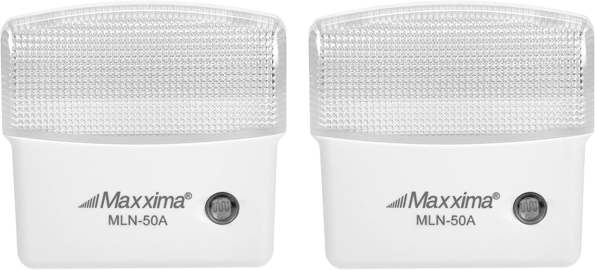 Maxxima LED Night Light with Dusk to Dawn Sensor - Featuring 25 Lumens, Plug In, Ideal for Bedrooms, Bathrooms, Basements, Hallways, and Senior Living, Amber Light - 2 Pack