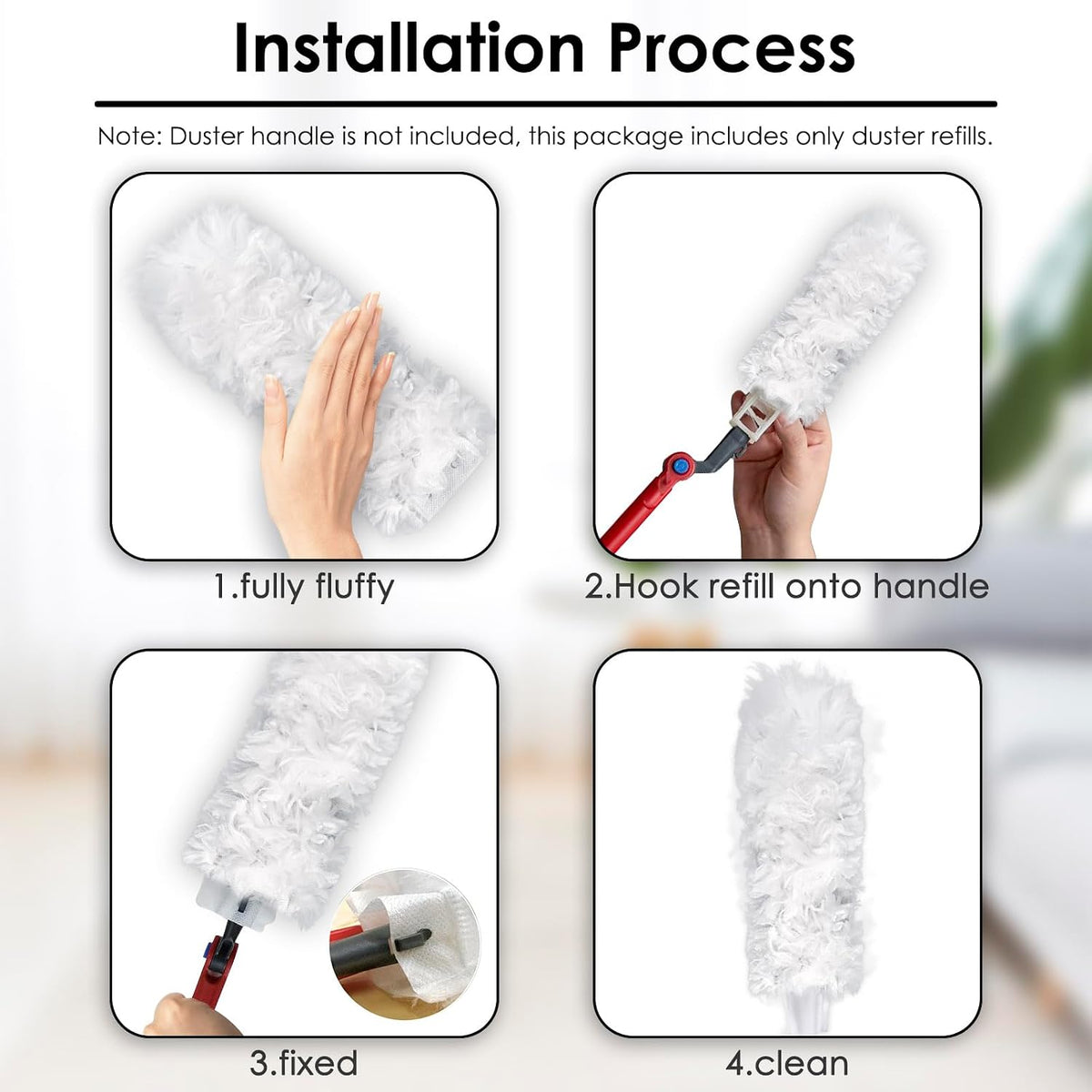 (20 Count) Disposable Duster Refills Compatible with O-Cedar Flex & Catch Dusters, Heavy Duty Dust Refills, Multi-Surface Duster Replacement Kit, Dust Removal Brush Heads
