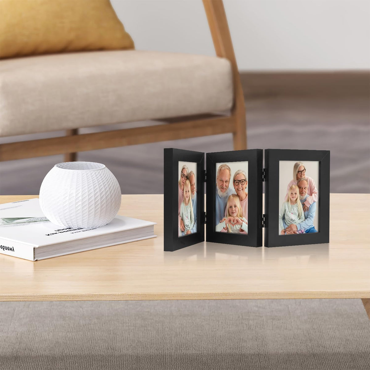 Frametory, 4x6 Triple Picture Frames Black, 1 Pack