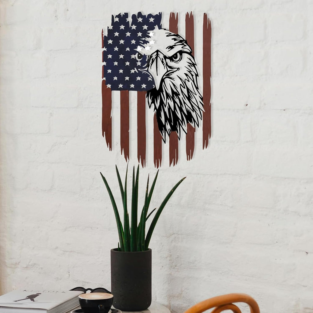 4th of July Decorations Patriotic Decor American Eagle Metal Wall Art American Flag Wall Decor Independence Day Decorations Metal Wall Decor For Home Office Living Room Indoor Outdoor ( colorful 11.2 x 16.6 In )