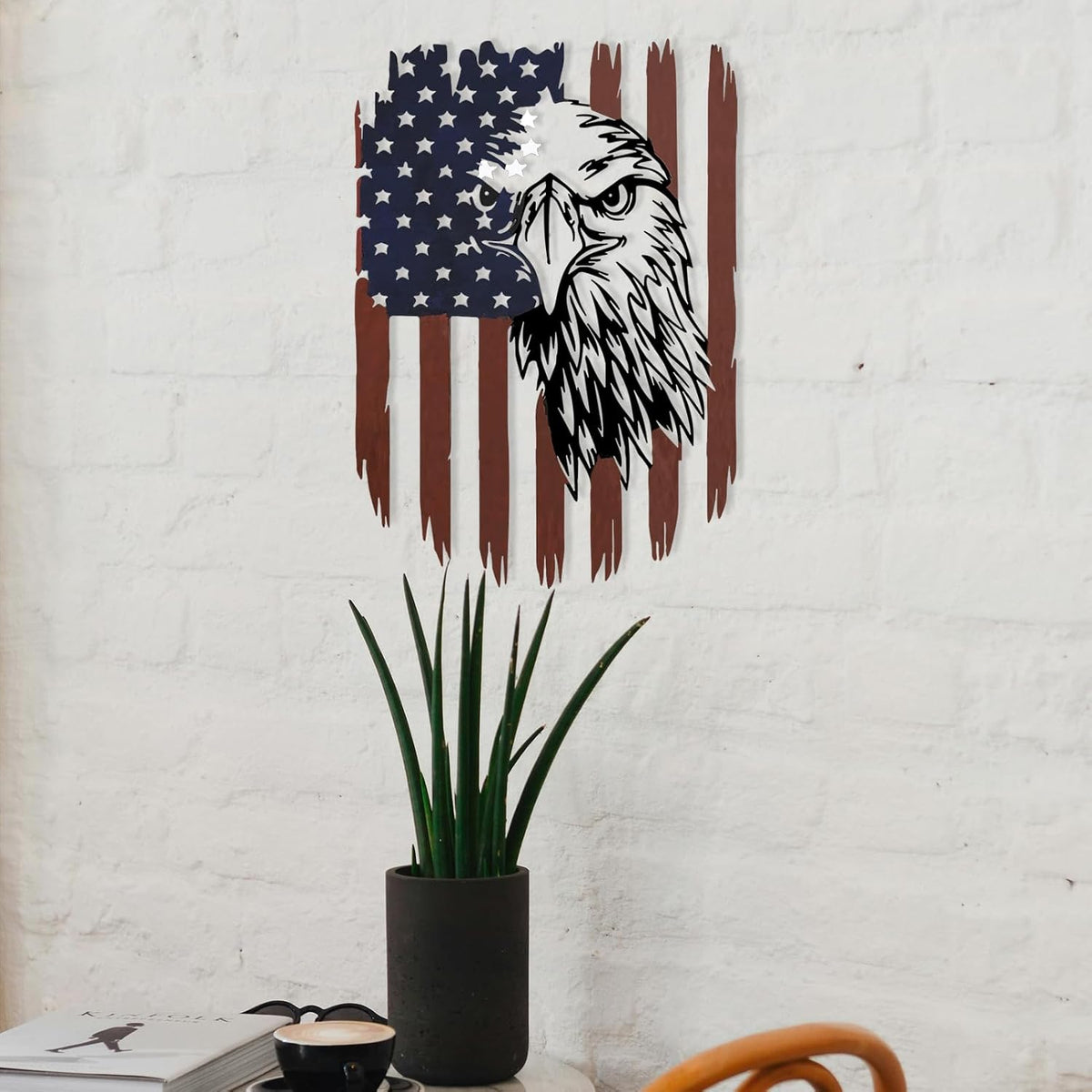 4th of July Decorations Patriotic Decor American Eagle Metal Wall Art American Flag Wall Decor Independence Day Decorations Metal Wall Decor For Home Office Living Room Indoor Outdoor ( colorful 11.2 x 16.6 In )