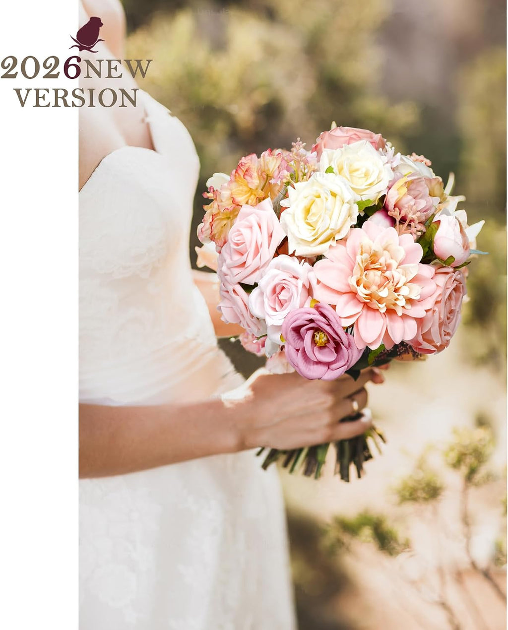 Pink Artificial Flowers Combo Silk Mix Fake Flowers with Stem for DIY Wedding Arch Bridal Bouquets Baby Shower Centerpieces Party Wall Home Decorations