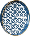 Spsyrine Round Plastic Geometric Serving Tray for Bathroom, Kitchen