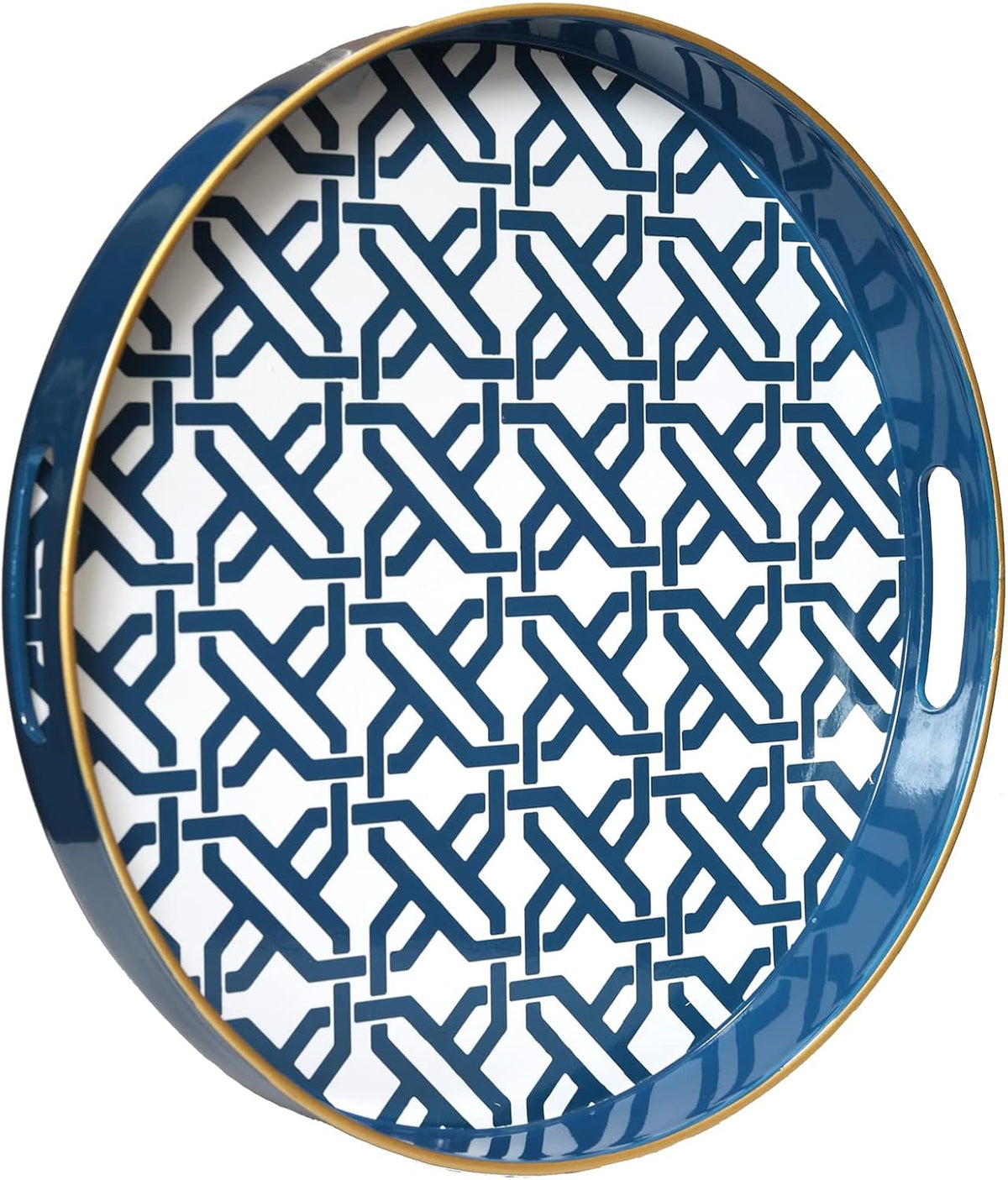 Spsyrine Round Plastic Geometric Serving Tray for Bathroom, Kitchen