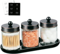 SheeChung 3 Pack Glass Apothecary Jars with Acrylic Vanity Tray