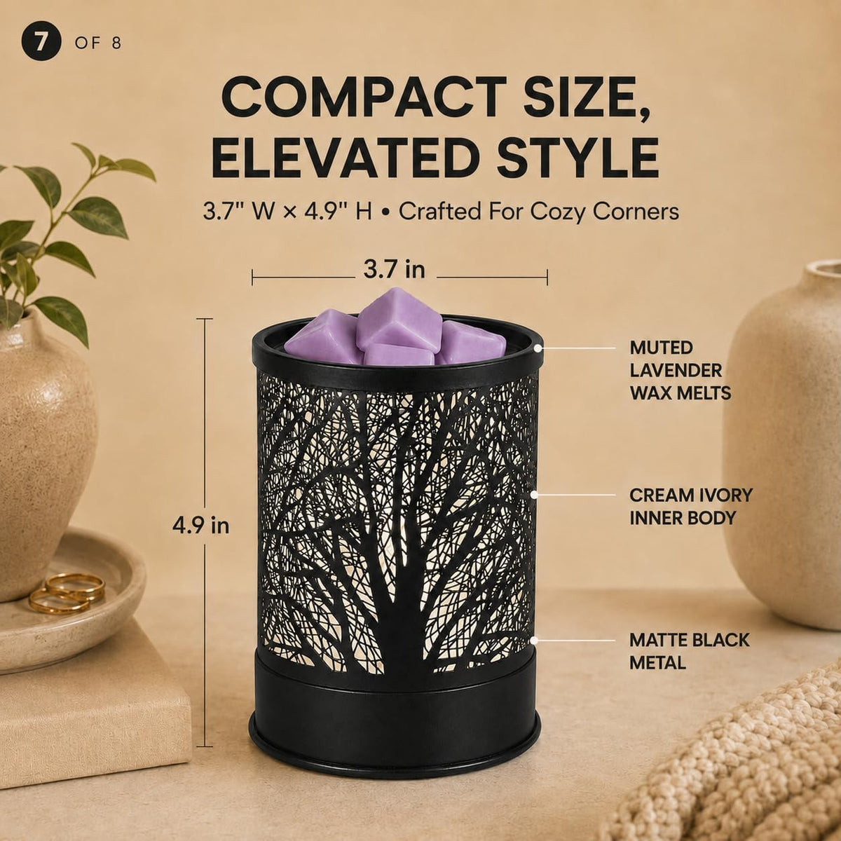 Nawaza Wax Melts Warmer Scented Metal 2-in-1 Electric LED Burner Black Tree