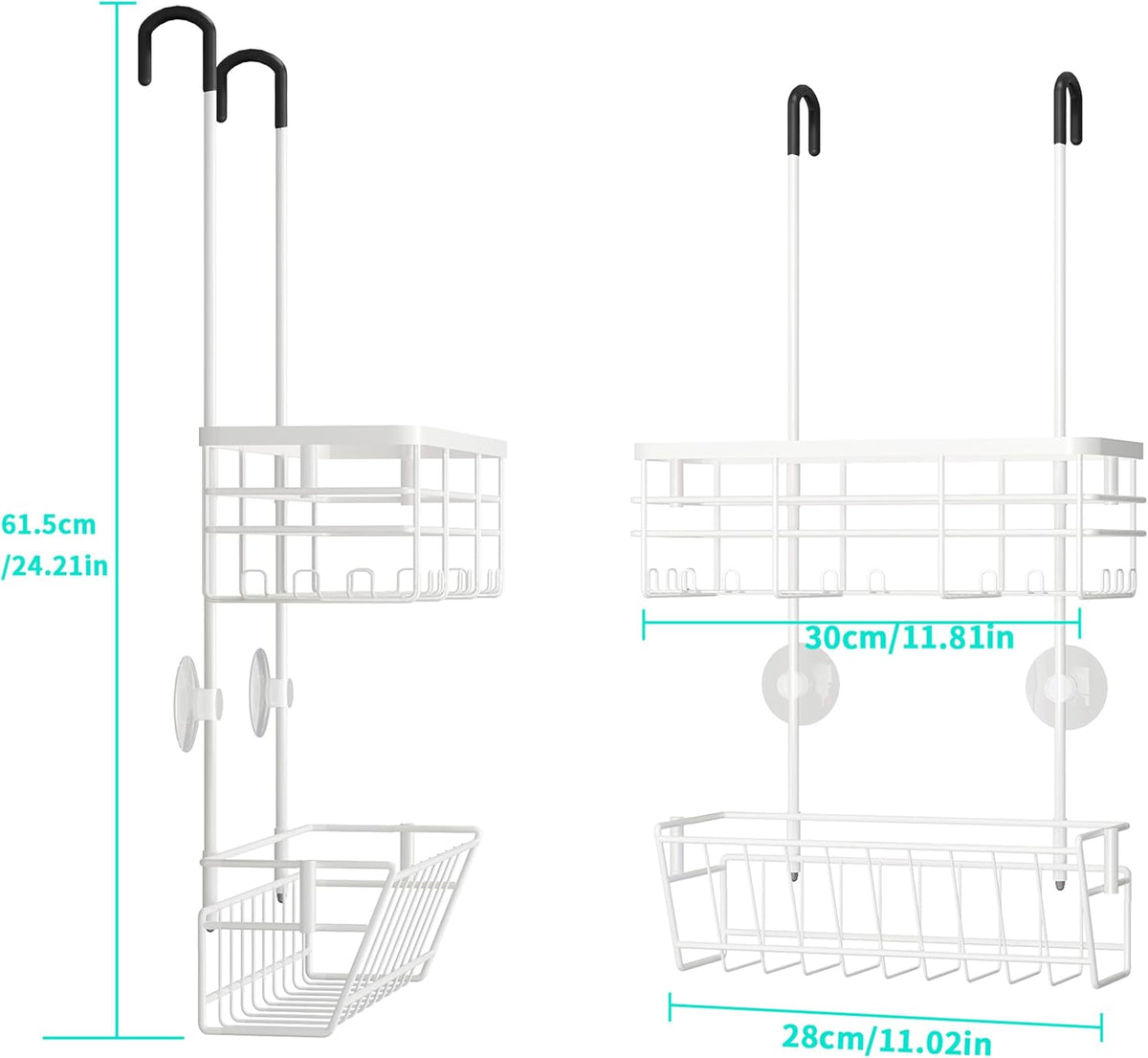 HapiRm Hanging Shower Caddy Organizer - No Drilling Shower Organizer with Inclined Shelf, Rustproof & Waterproof 304 Stainless Steel Bathroom Caddy - White