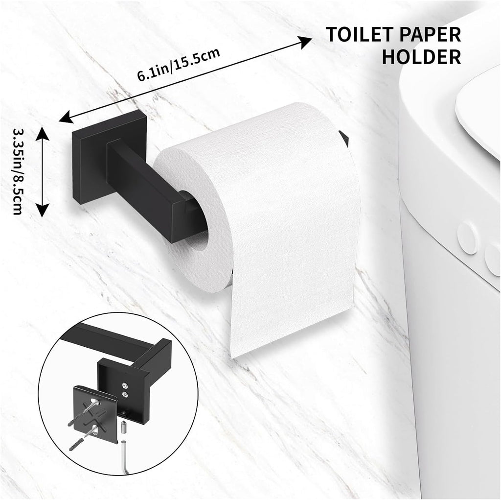15-Pieces Matte Black Bathroom Accessories Set