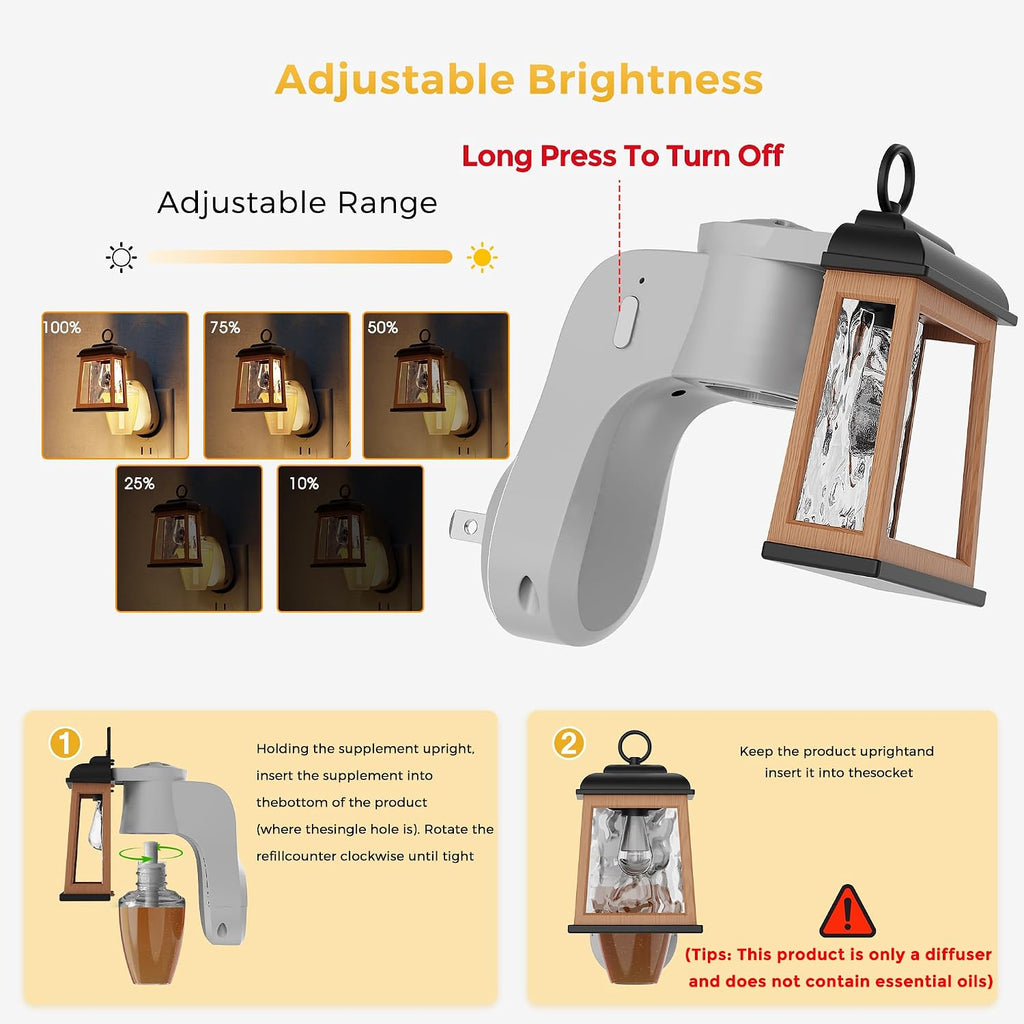 L LOHAS LED Wall Fragrance Plug in Night Light, Fits Standard Wall Fragrance Refills, 2Pcs, 0-100LM Adjustable Brightness, 90°Rotary Plug Essential Oil Diffuser for Hallway, Bathroom