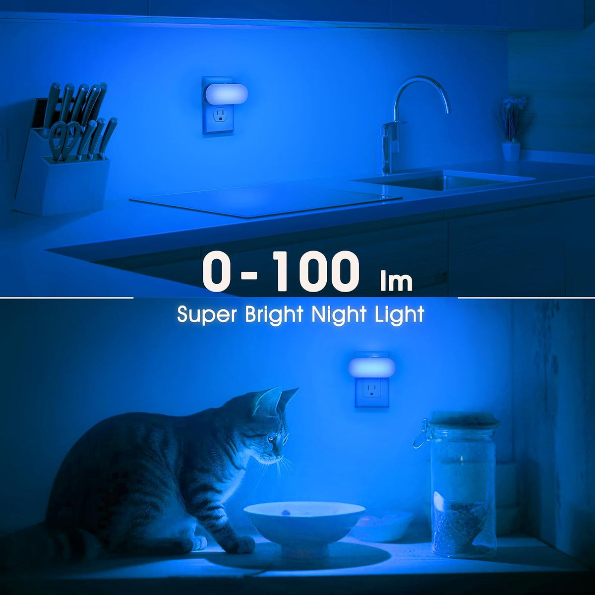 DORESshop Blue Night Lights Plug into Wall with Dusk to Dawn Sensor