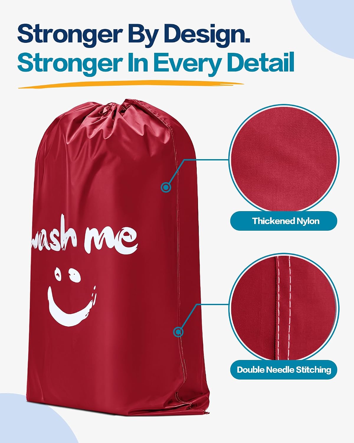 HOMEST 2 Pack XL Wash Me Travel Laundry Bag, Dirty Clothes Organizer, Large Enough to Hold 4 Loads of Laundry, Easy Fit a Laundry Hamper or Basket