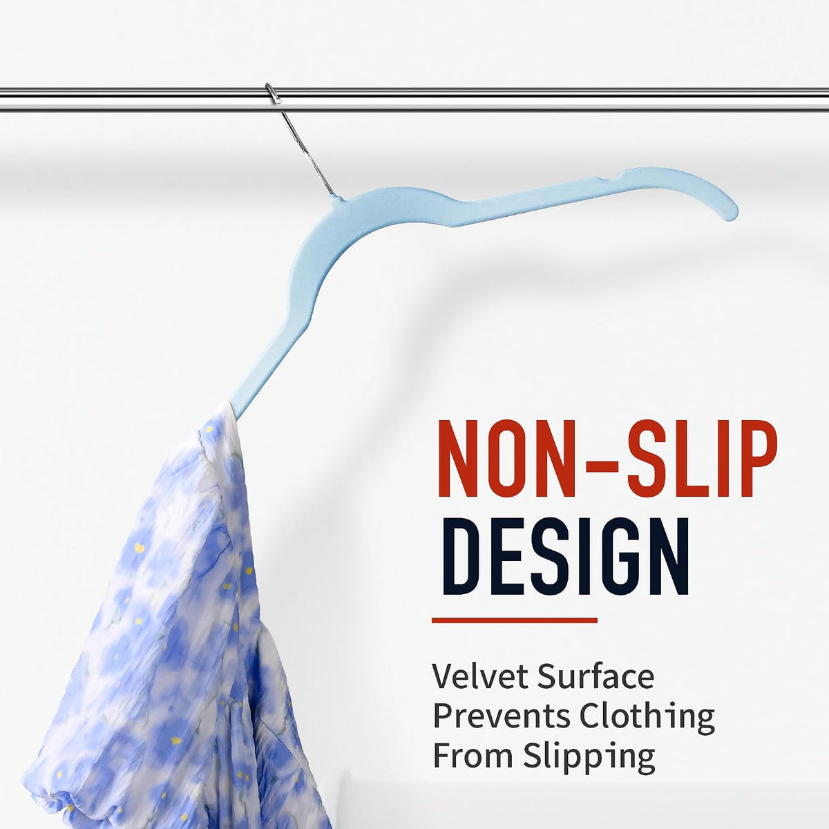 Sishynio Velvet Hangers 30 Pack, Non-Slip Slim Felt Clothes Hangers Blue