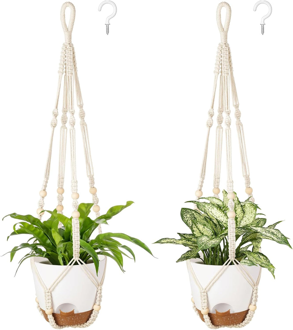 Mkono 7.5 Inch Hanging Planters for Indoor Plants, Macrame Plant Hanger 2Pc