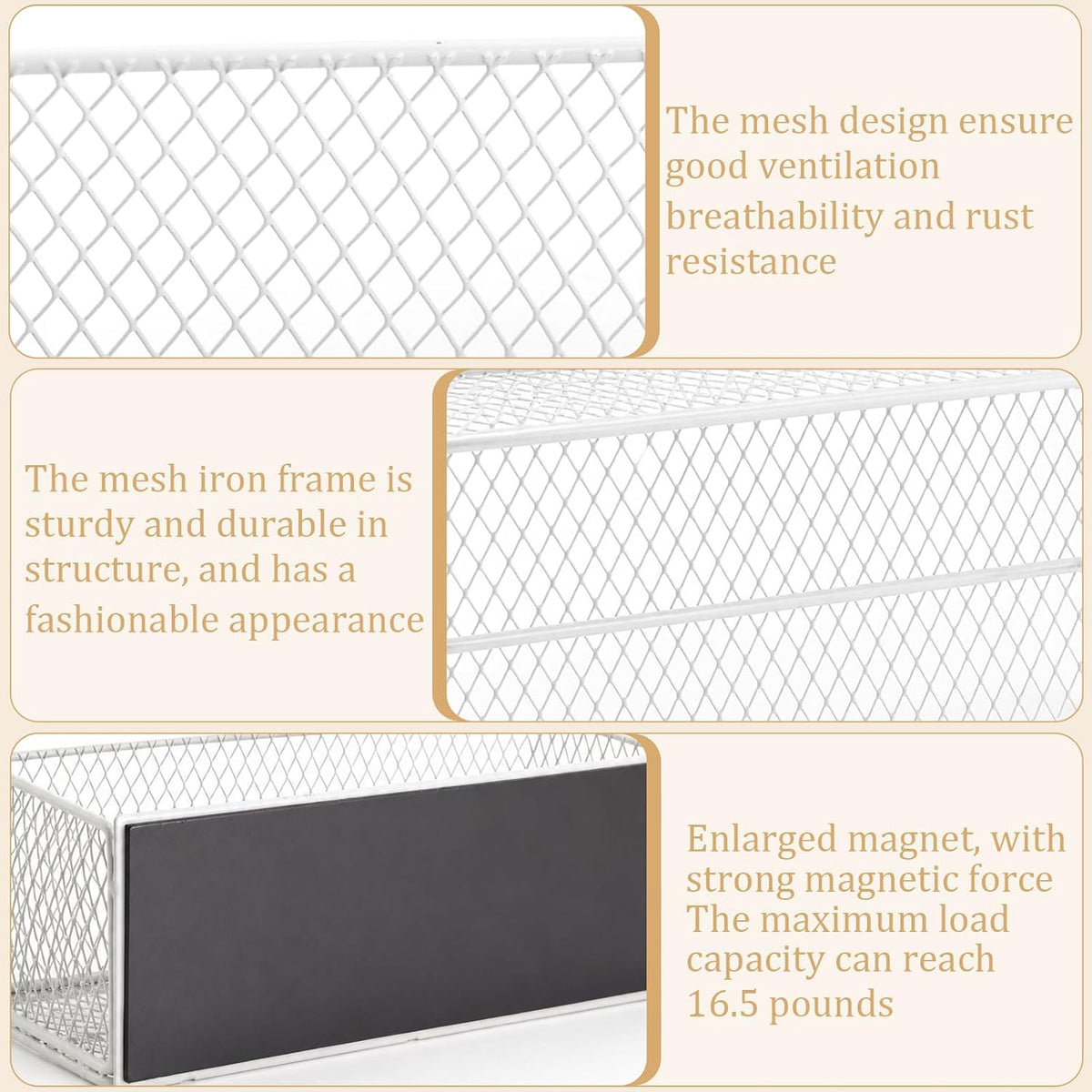 Magnetic Wire Storage Basket, Magnetic Shelf for Fridge Wash Machine Dryer