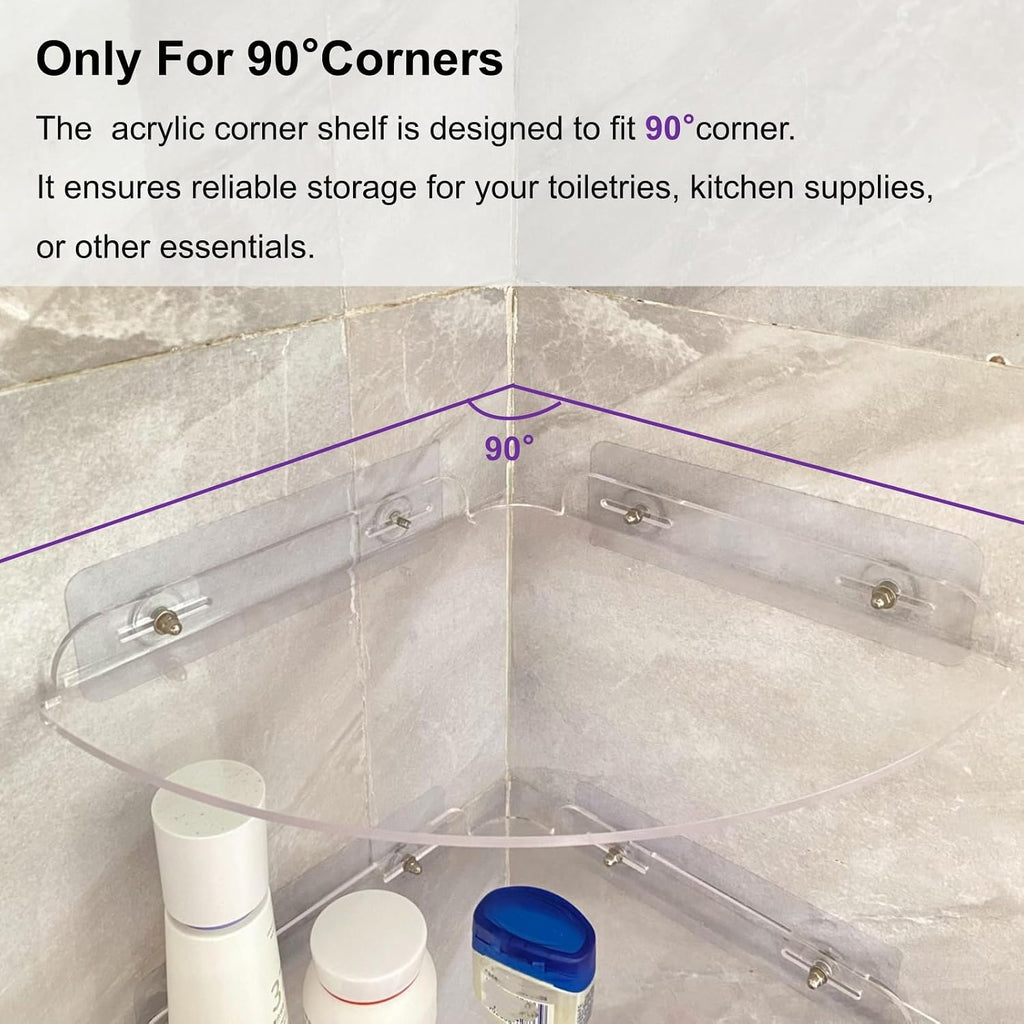 Adhesive Acrylic Corner Shower Caddy 2 Pcs