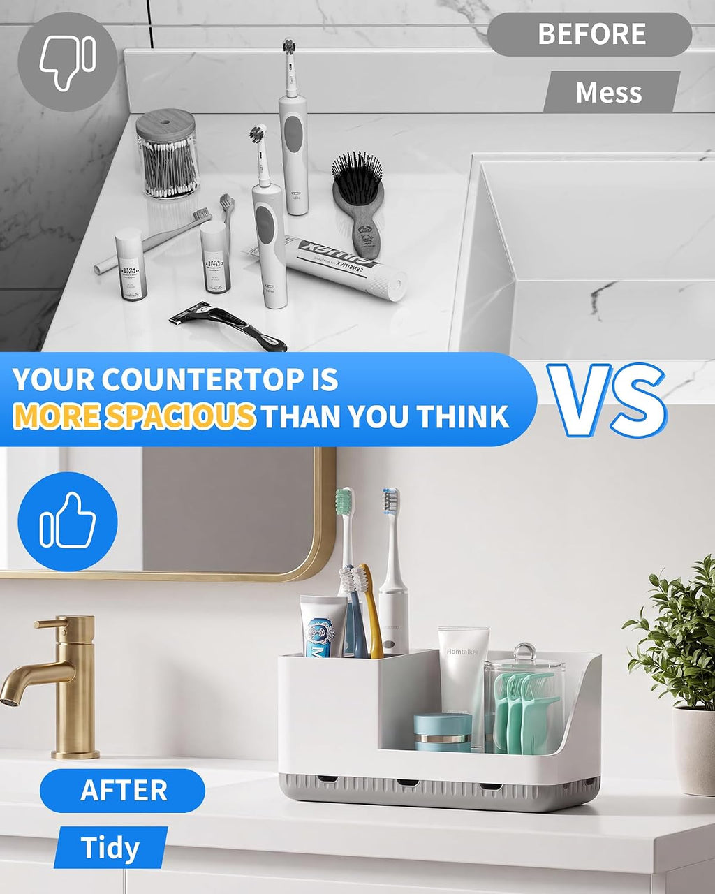 Toothbrush Holders for Bathroom with 1 Pack Qtip Holder