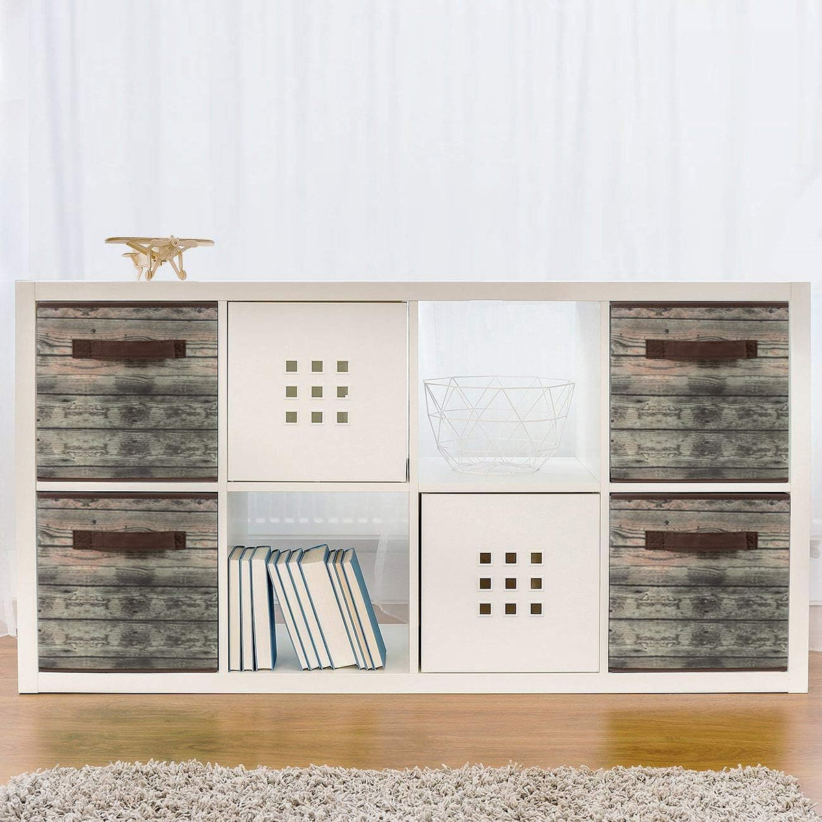 Sorbus 11 x 11 Storage Cubes, Foldable Fabric Bins (4 Pack, Rustic Brown)