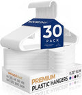 HOUSE DAY White Plastic Hangers 30 Pack, Slim Space-Saving Clothes Hangers