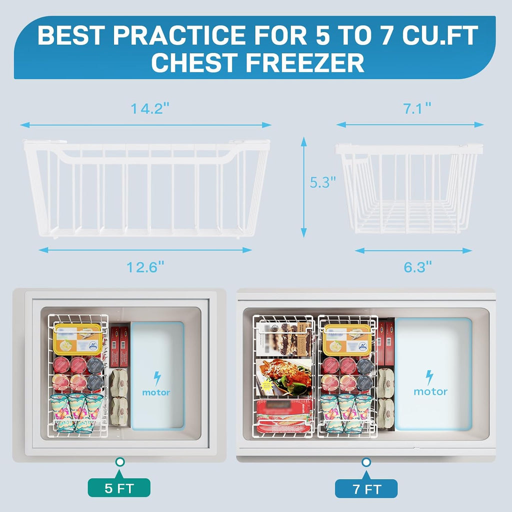 SUNALLY Freezer Organizer Bins, 8 Pack Stackable Pantry Storage Bins, White