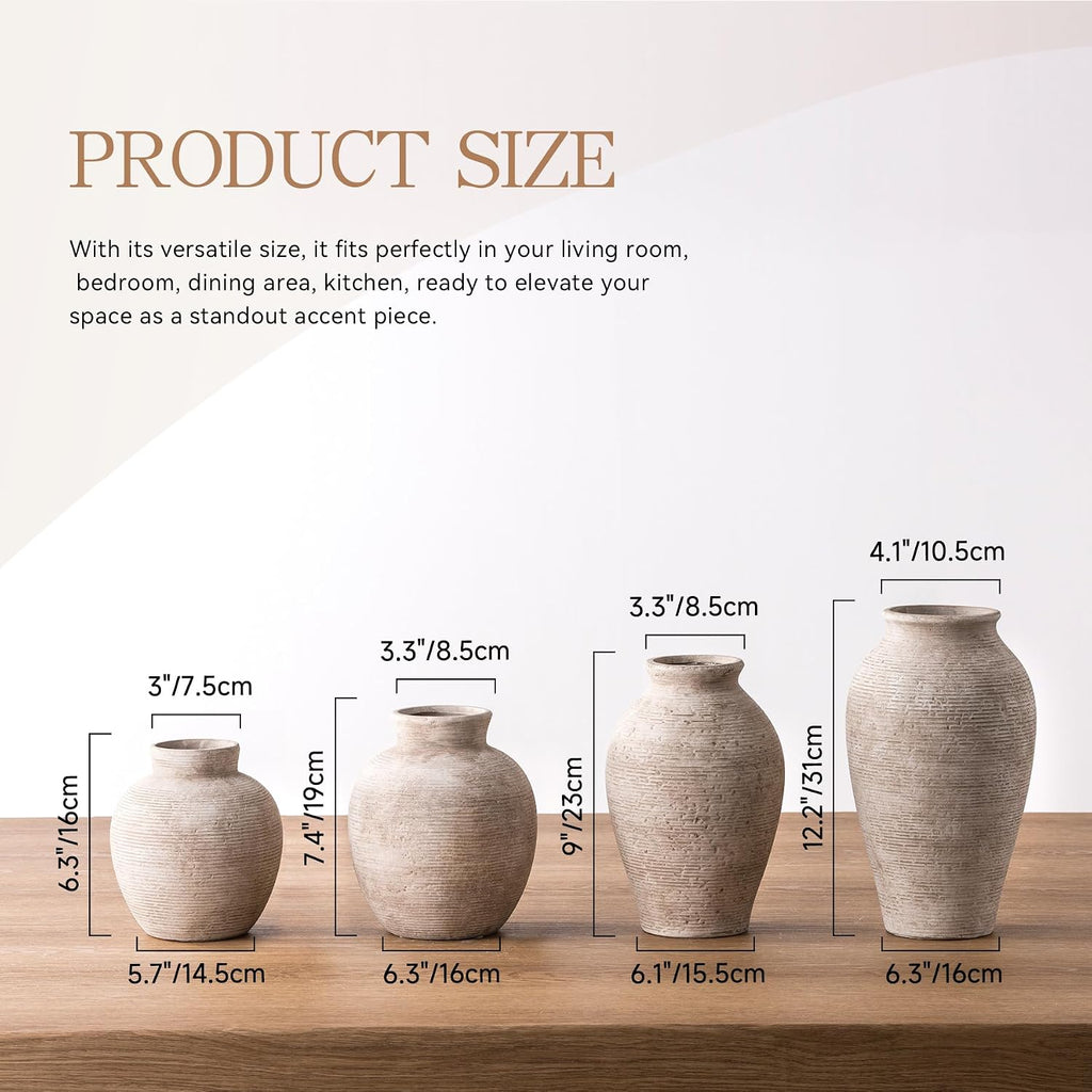 Vanselia Ceramic Flower Vase Home Decor - Large Tall Farmhouse Table Vases Rustic Vintage Living Room Kitchen Bedroom Decorations for House Book Shelf Office Coffee Desk Dining Fireplace (12" Retro)