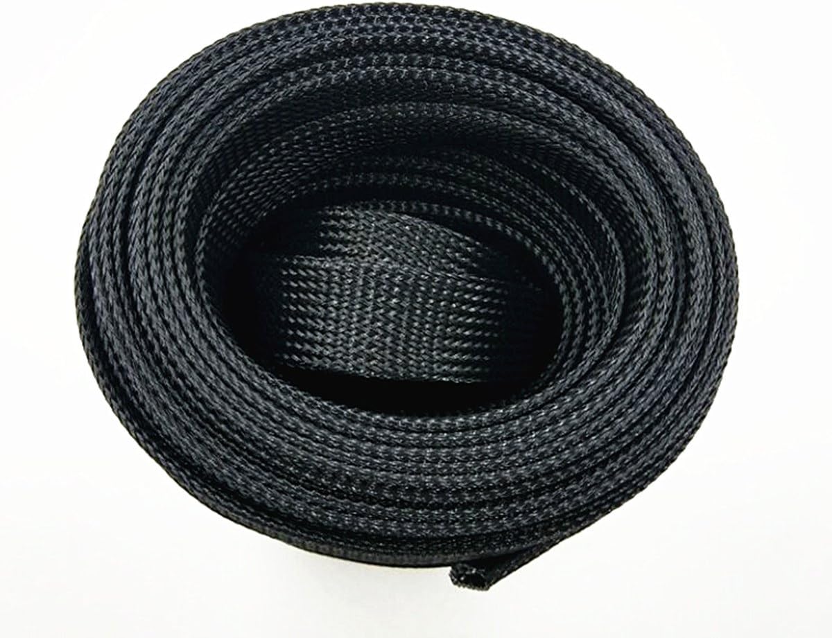 PET Expandable Braided Cable Sleeve Black 1.25 Inch x 25 FT