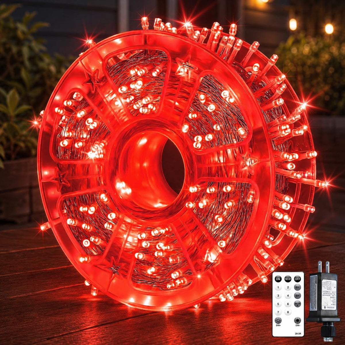 400FT Red LED Fairy Lights, Christmas String Lights with Remote, 8 Lighting Modes, Waterproof Plug-in Lights for Valentine, Halloween, Fireplace, Banister, Restaurant, Bar, Shop Display