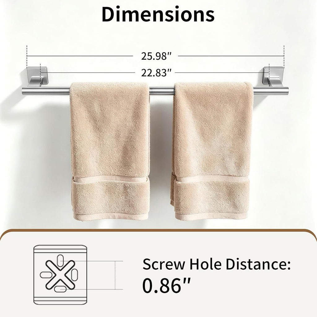 Brush Nickel Towel Bar, 24 Inch Towel Racks for Bathroom Wall Mounted
