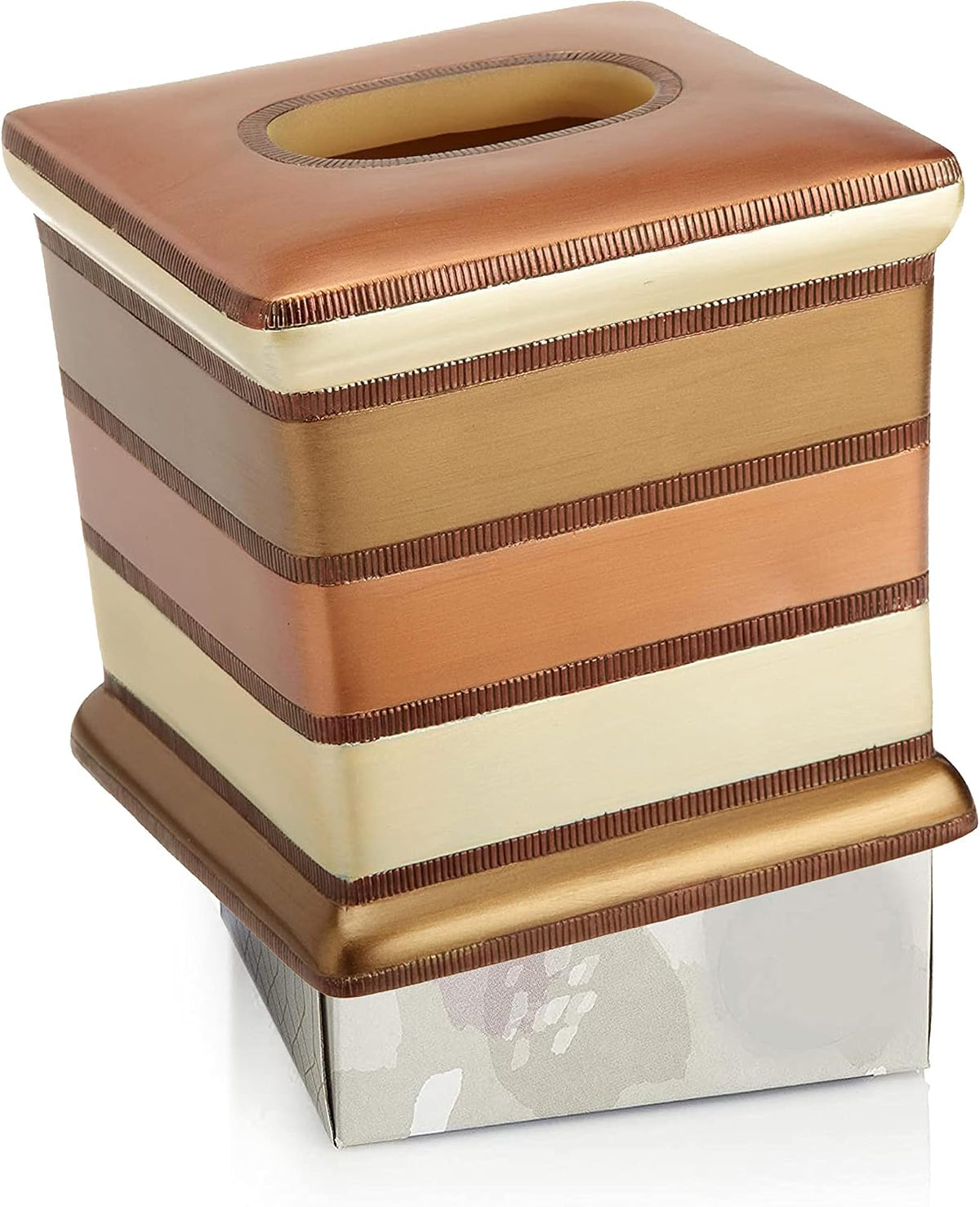 Resin Tissue Box Cover for Modern Home Decor - Minimalist Square Tissue Box Holder for Guest Room, Bedroom, Bathroom, Tabletop & Office - Durable and Aesthetic Tissue Holder, Contempo