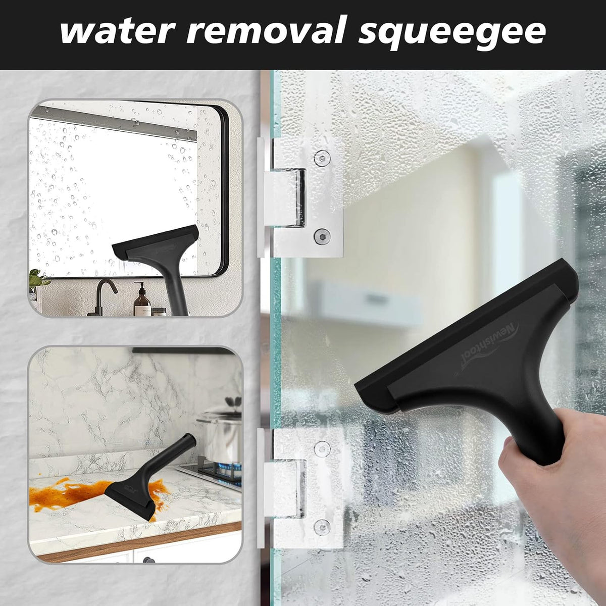 NEWISHTOOL Window Tint Tool Small Squeegee Bathroom Shower Squeegee Black