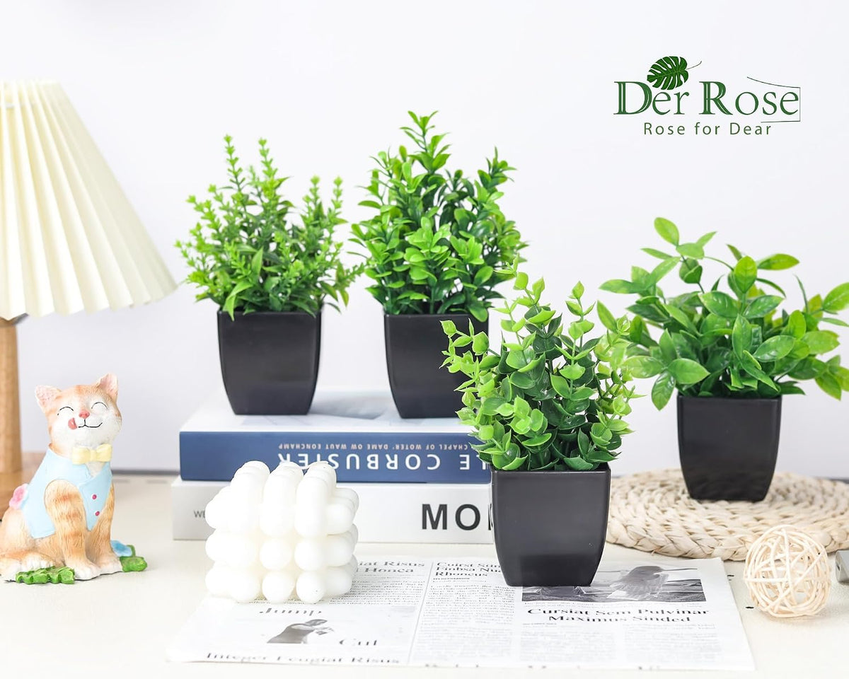 Der Rose 4 Pack Fake Plants Black Faux Plants Indoor for Farmhouse Decor