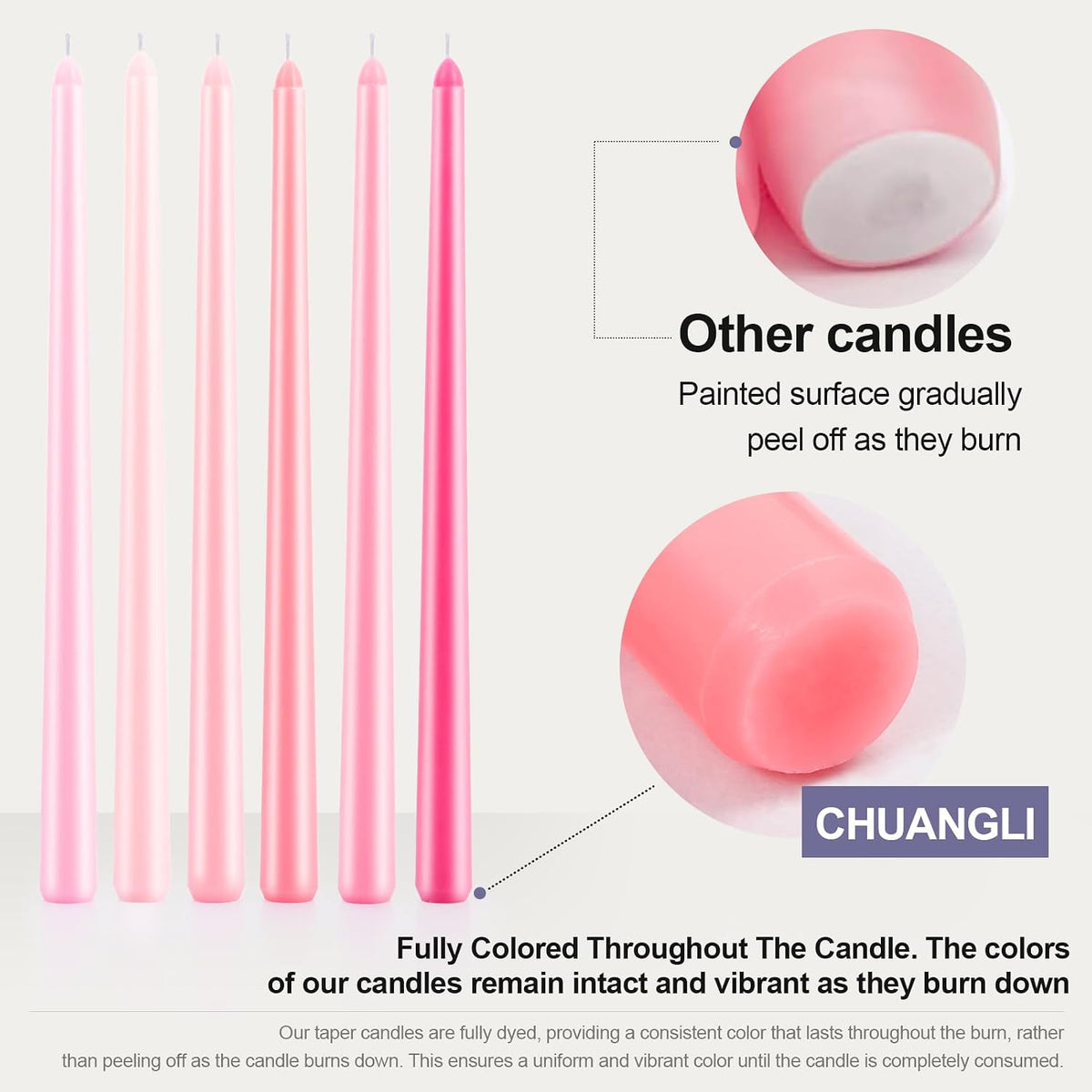 12 Inch Taper Candles Set of 6 Unscented Long Burning Smokeless Long Tall Tapered Candles for Candlesticks Sticks Wedding Home Christmas Decor Dinner