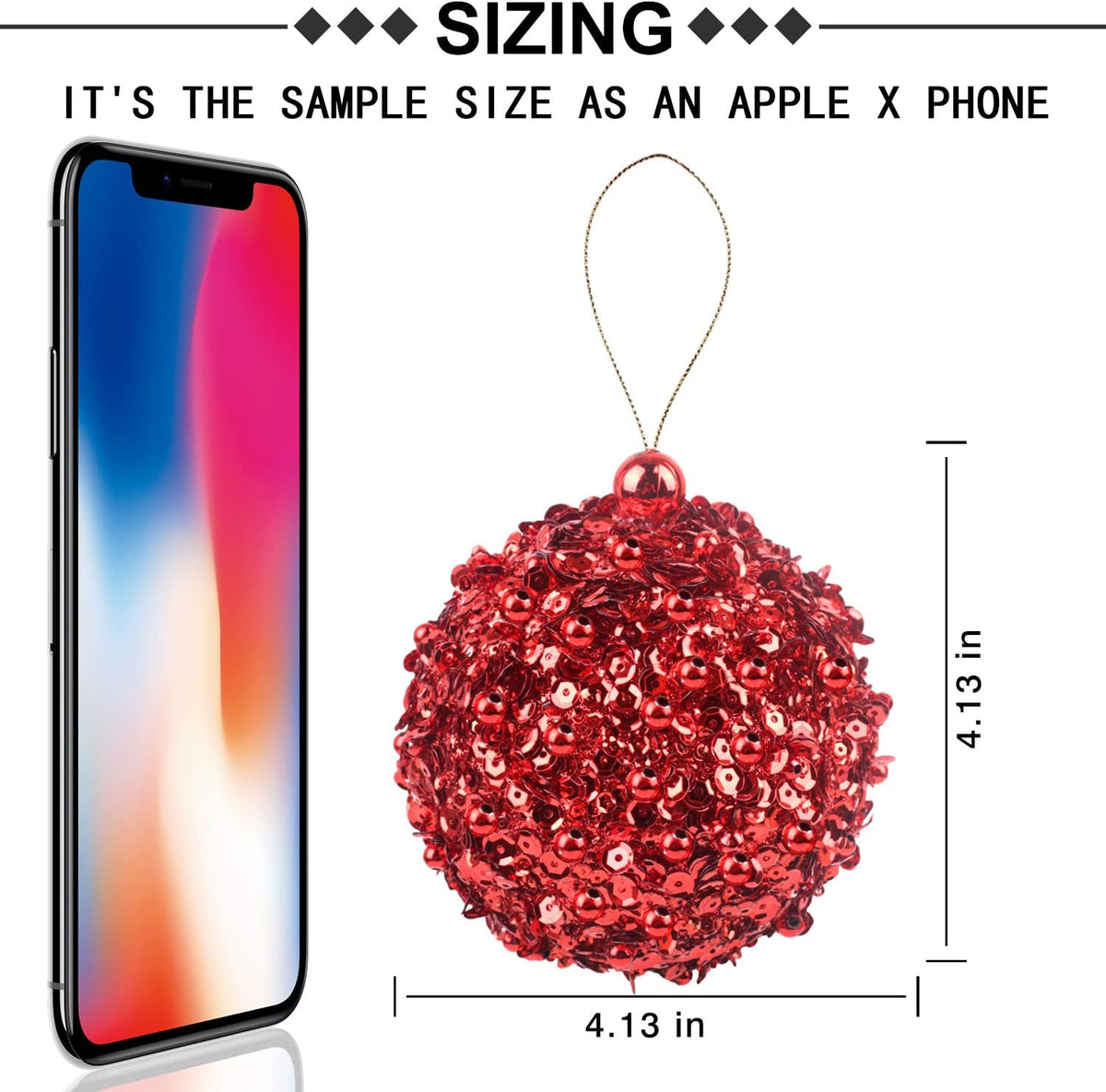 4.25" Shatterproof Christmas Ball Ornaments, 4pc Red Set for Trees and Holiday Decor