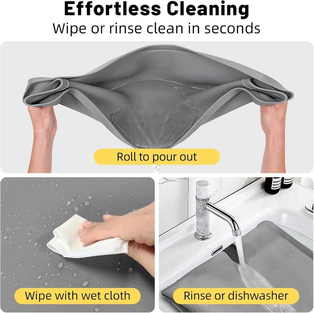 NAMTSO Mini Fridge Silicone Mat, 20"x20" Floor Protector Drip Tray, Grey