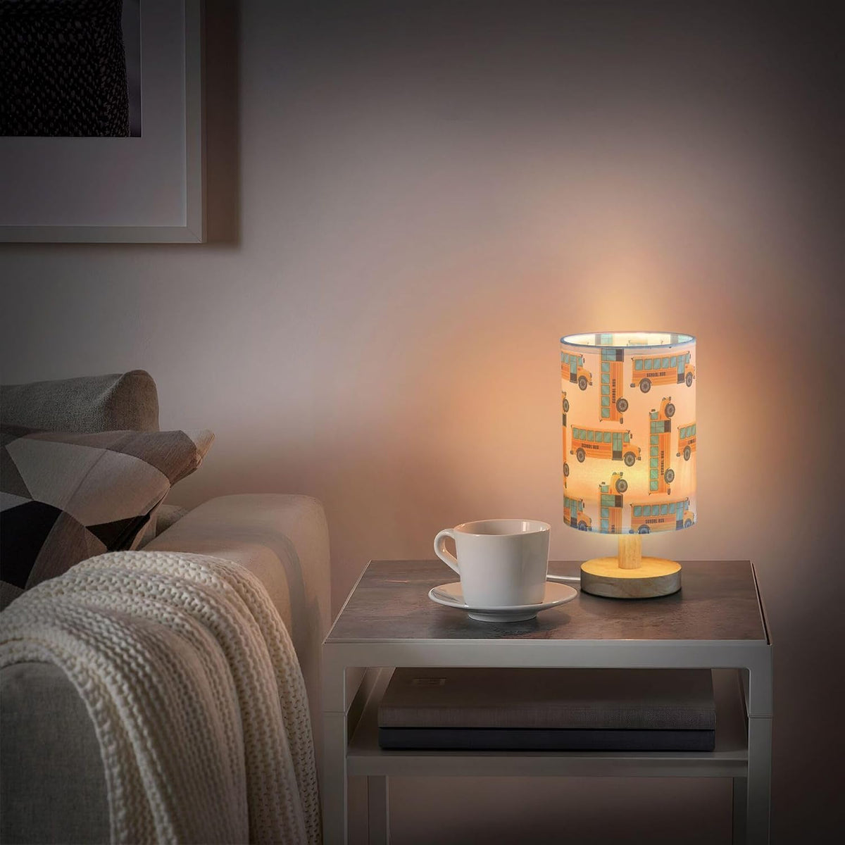 Retro School Bus LED Table Lamp with USB Port Rechargeable Lamps Bedroom Lamps for Nightstand Living Room Dorm Home Office Desk