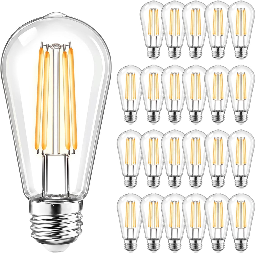 LED Light Bulbs, Shatterproof Edison Bulbs 6W E26 Base Warm White 24Pack
