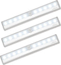 Leadleds 3-Pack Battery Operated 10-LED Motion Sensor Light Bar Stick-on Anywhere Portable Closet Cabinet LED Night Light Wall Light Stairs Light Step Light Bar