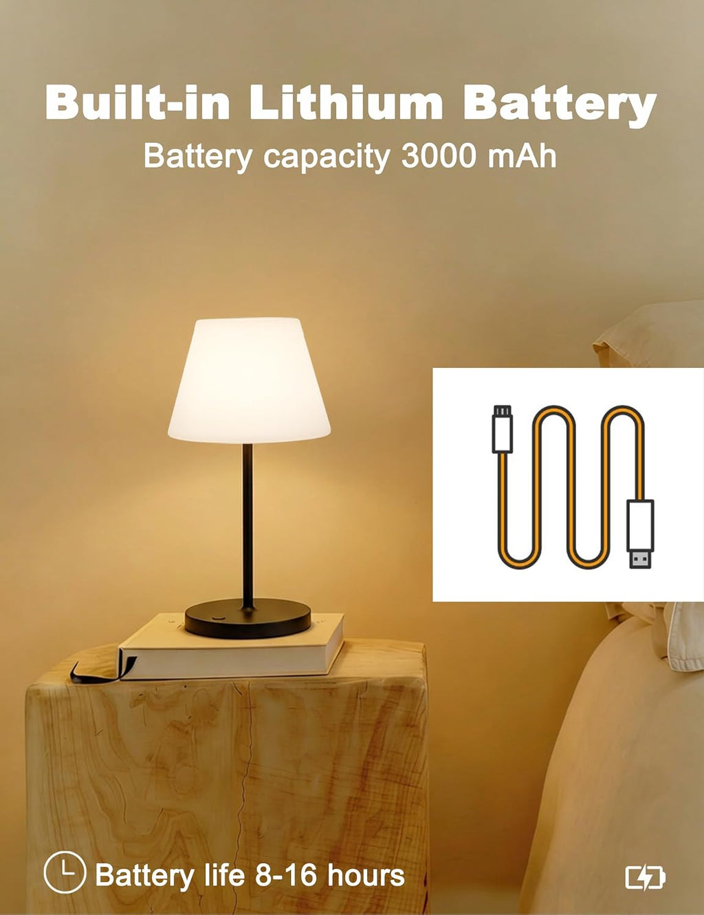 WEILAILUX Small Outdoor Table Lamp, Shower Lamp Waterproof (Mini Wood)