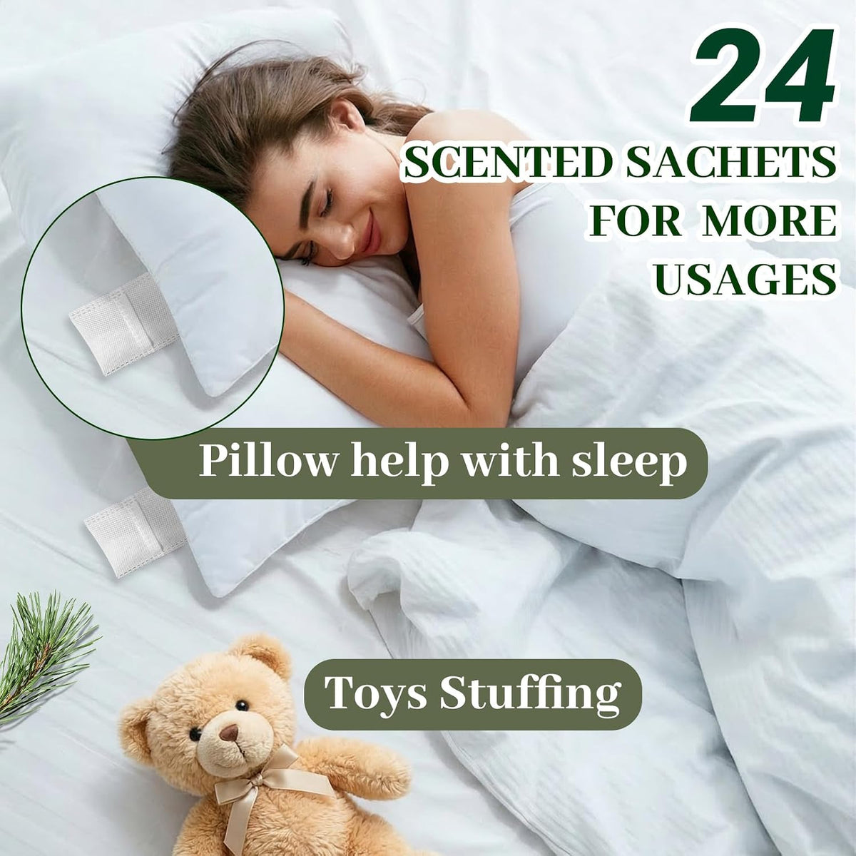 24 Pack Cedar Sachets for Drawers and Closets, Natural Closet Freshener