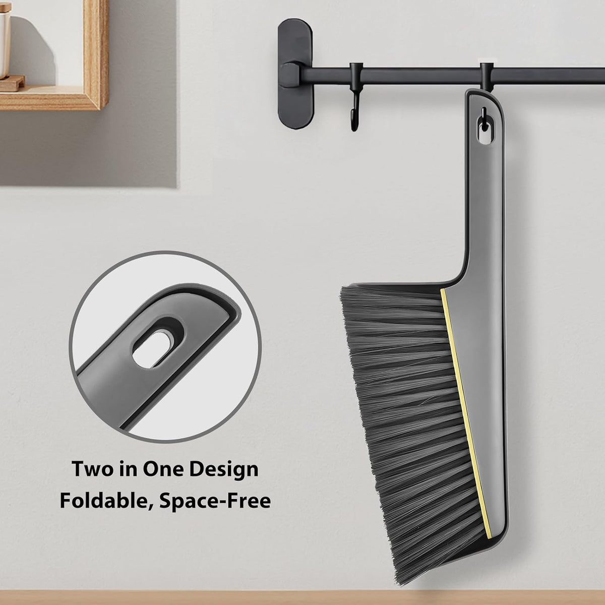 Lumkew Small Broom and Dustpan Set, Hand Mini Dust-Pan and Brush,1 Pcs Gray